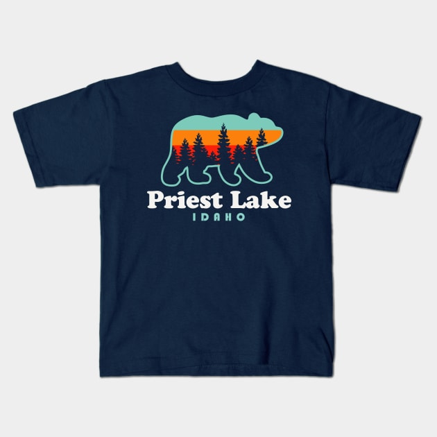 Priest Lake Idaho Camping Bear Spokane Washington Kids T-Shirt by PodDesignShop